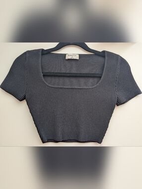 Aritzia Babaton Sculpt Knit Squareneck Top - Black XS